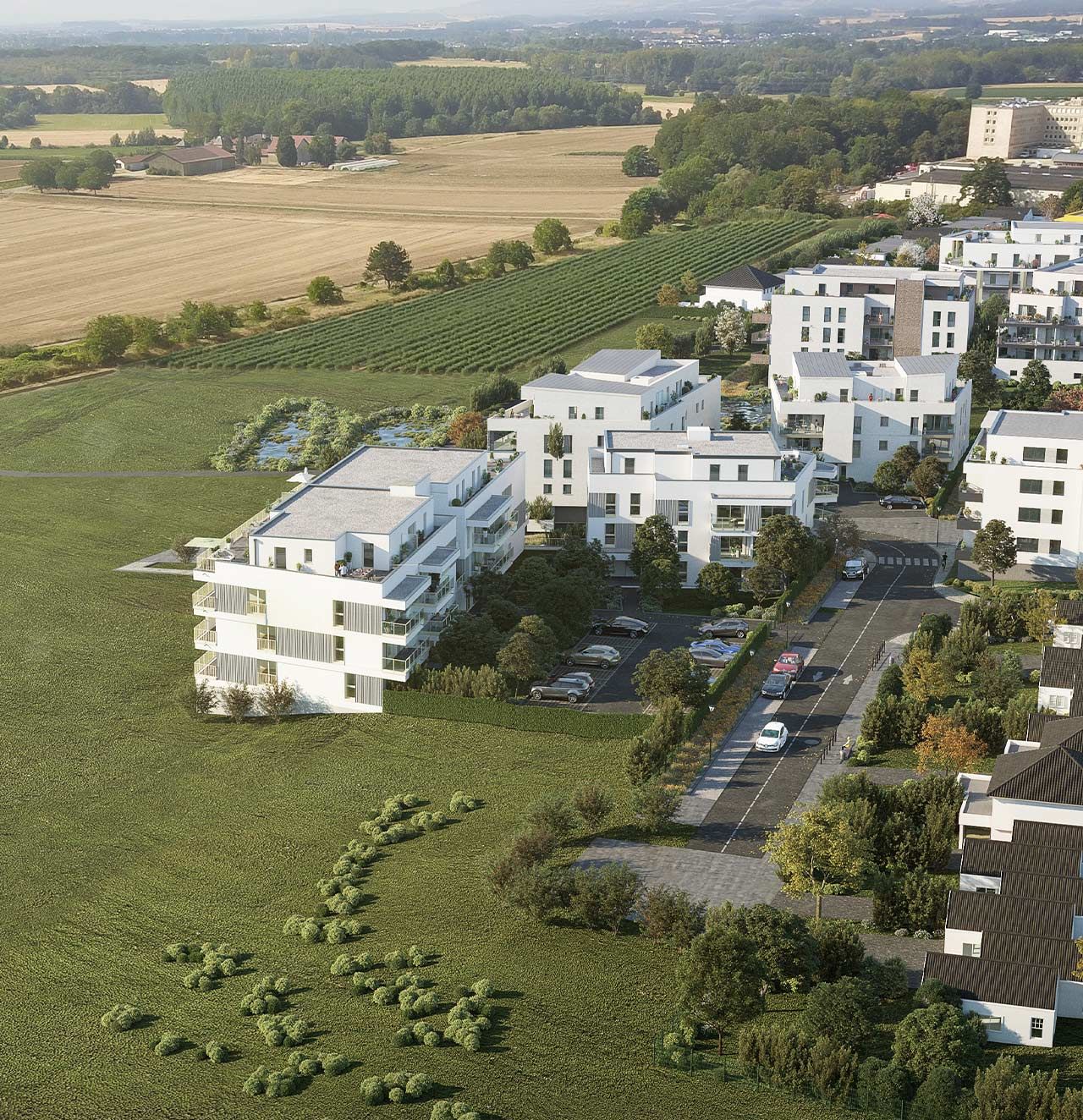 Immobilière Georges - Parc de la Closerie - Appartements neufs à Montigny-lès-Metz - Vue aérienne